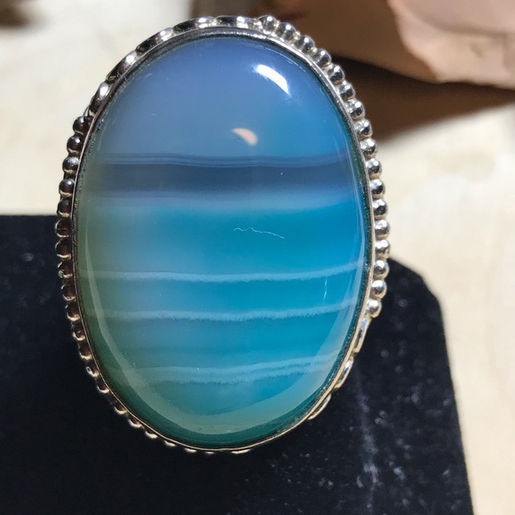 Sterling and blue agate ring. - Picture 5 of 5